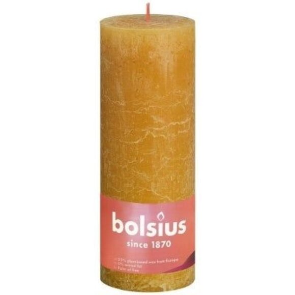 Four Bolsius Rustic Shine Pillar Candle Honeycomb Yellow 190 x 68mm Burns 85 Hrs - Picture 10 of 10